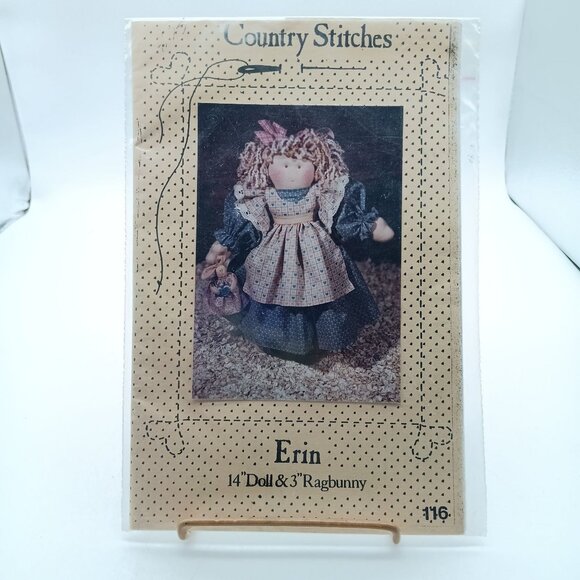 Vintage Country Stitches Erin 14" Doll & 3" Ragbunny Sewing Pattern - Picture 1 of 2